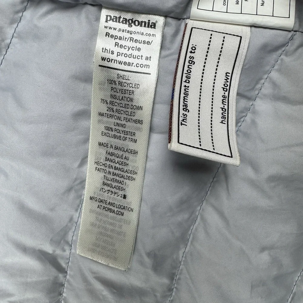 Patagonia Jacket Kids Large 12 Sky Blue Youth Down Sweater‎ Puffer Coat Full Zip